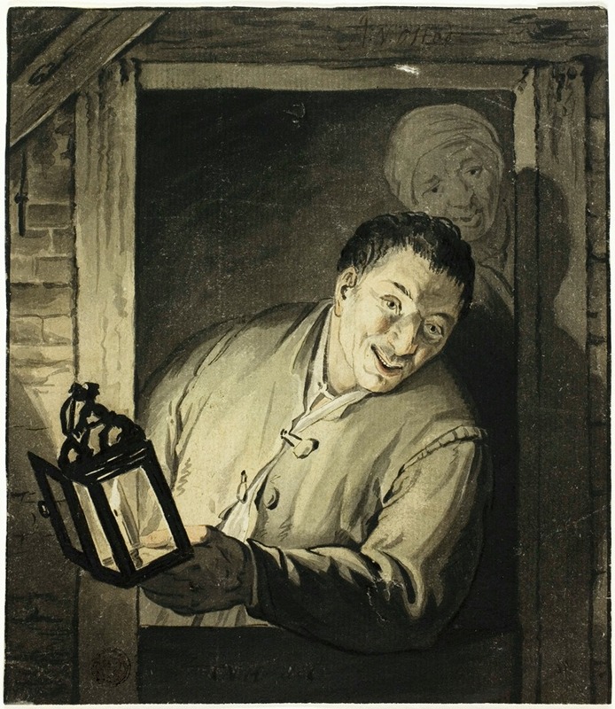 After Adriaen van Ostade - Man with Lantern in Doorway