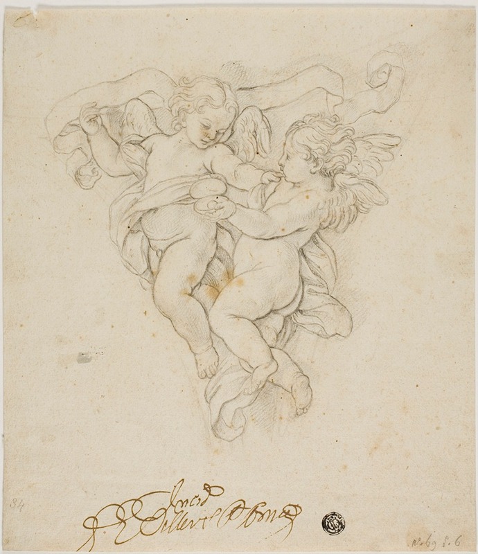 After Carlo Maratti - Spandrel Decoration with Two Putti