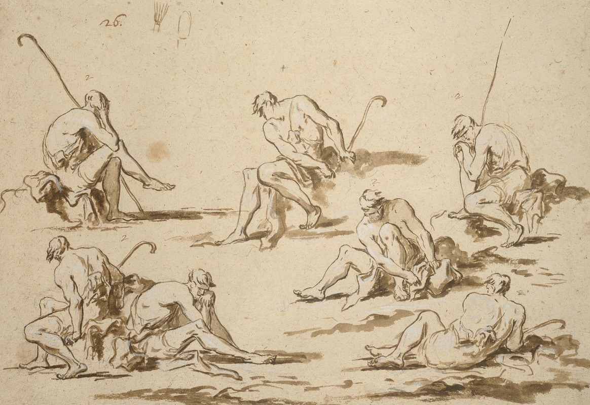 Alessandro Magnasco - Study Sheet with Seated Figures