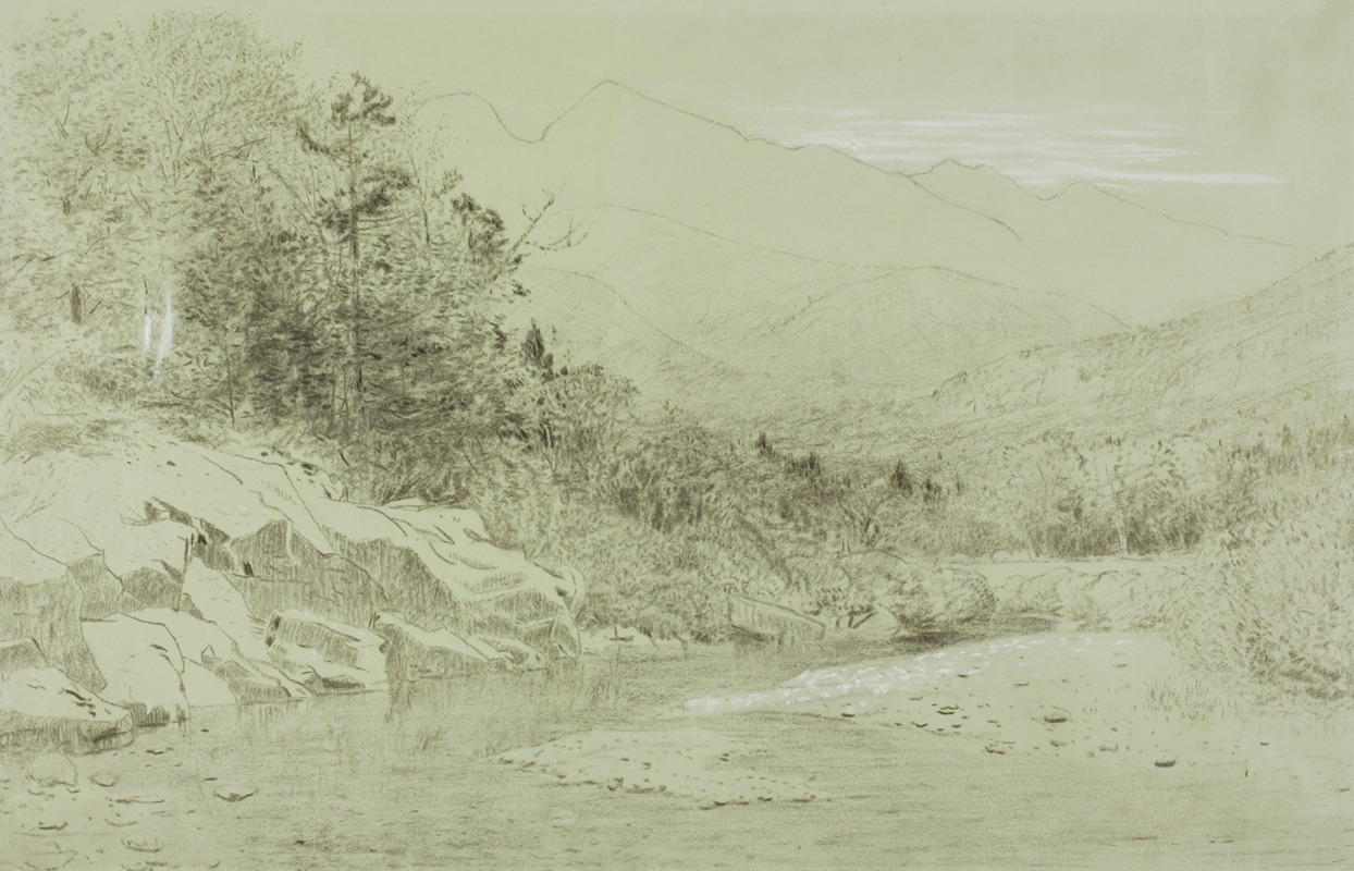 Alexander Helwig Wyant - River Stream with Mountains in the Distance