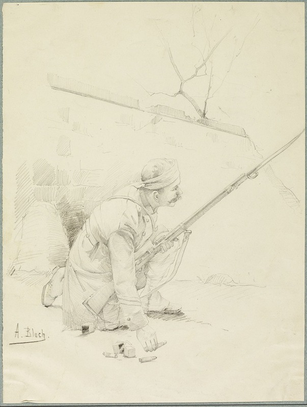 Alexandre Bloch - Wounded Soldier Loading his Rifle