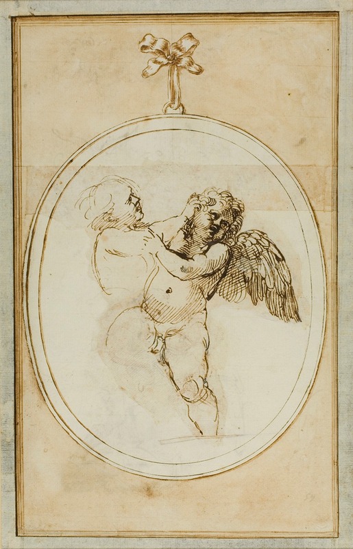 Annibale Carracci - Two Putti Fighting; Study for the Galleria Farnese