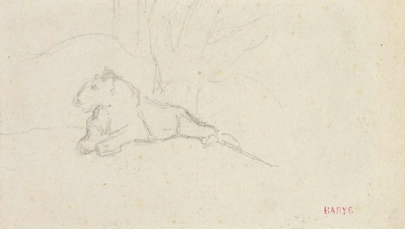 Antoine-Louis Barye - Lioness Lying near a Tree