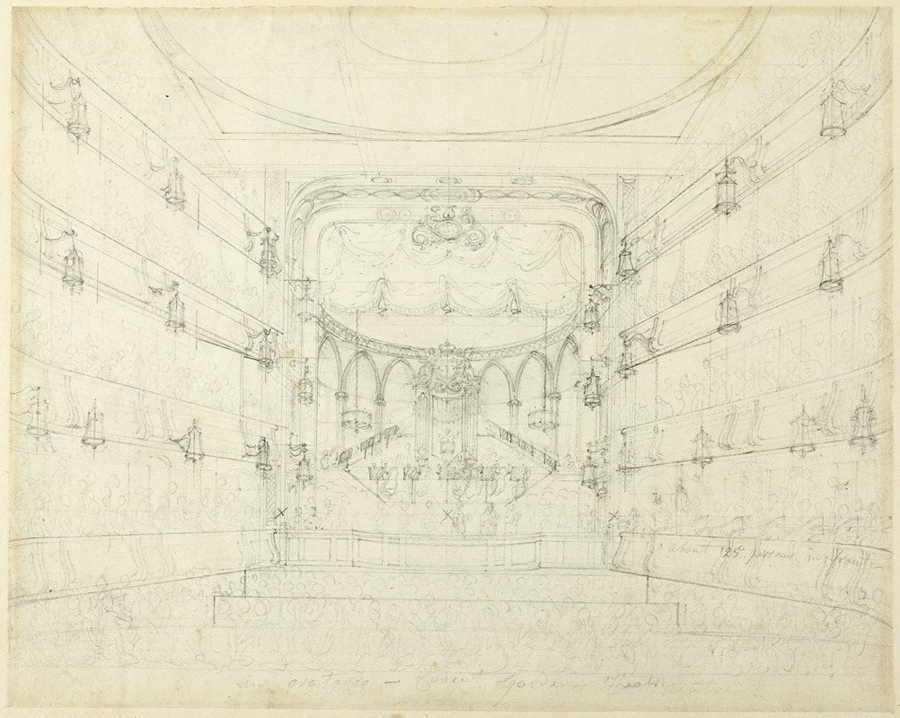 Augustus Charles Pugin - Study for An Oratorio-Covent Garden Theater, from Microcosm of London