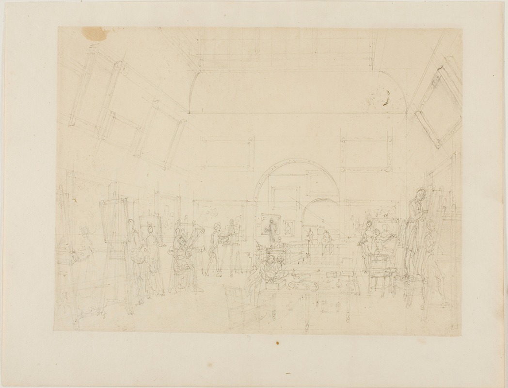 Augustus Charles Pugin - Study for British Institution, Pall Mall, from Microcosm of London