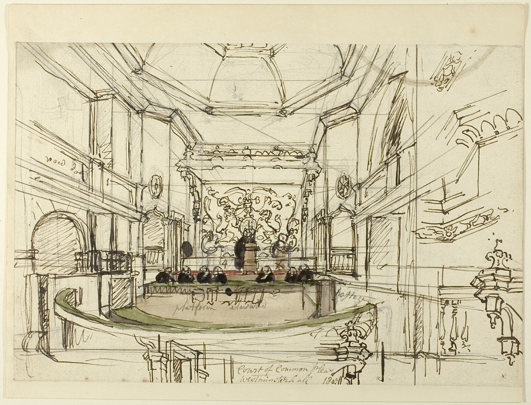 Augustus Charles Pugin - Study for Court of Common Pleas, Westminster Hall, from Microcosm of London