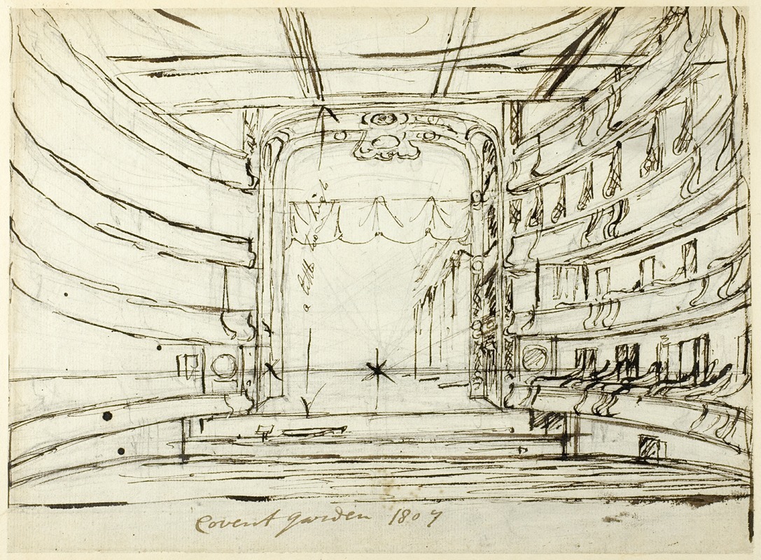 Augustus Charles Pugin - Study for Covent Garden Theatre, from Microcosm of London