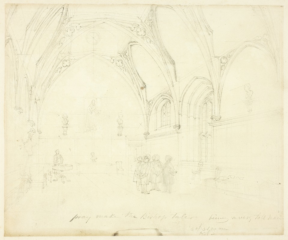 Augustus Charles Pugin - Study for Lambeth Palace, from Microcosm of London