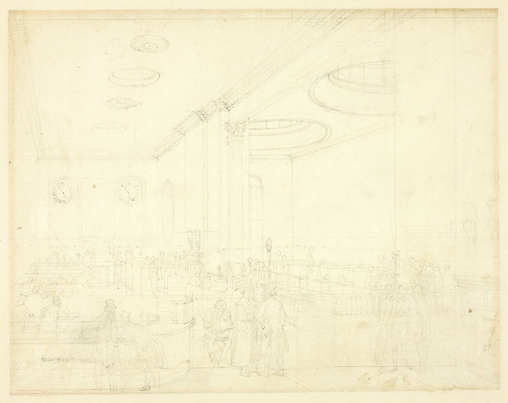Augustus Charles Pugin - Study for Lloyd’s Subscription Room, from Microcosm of London