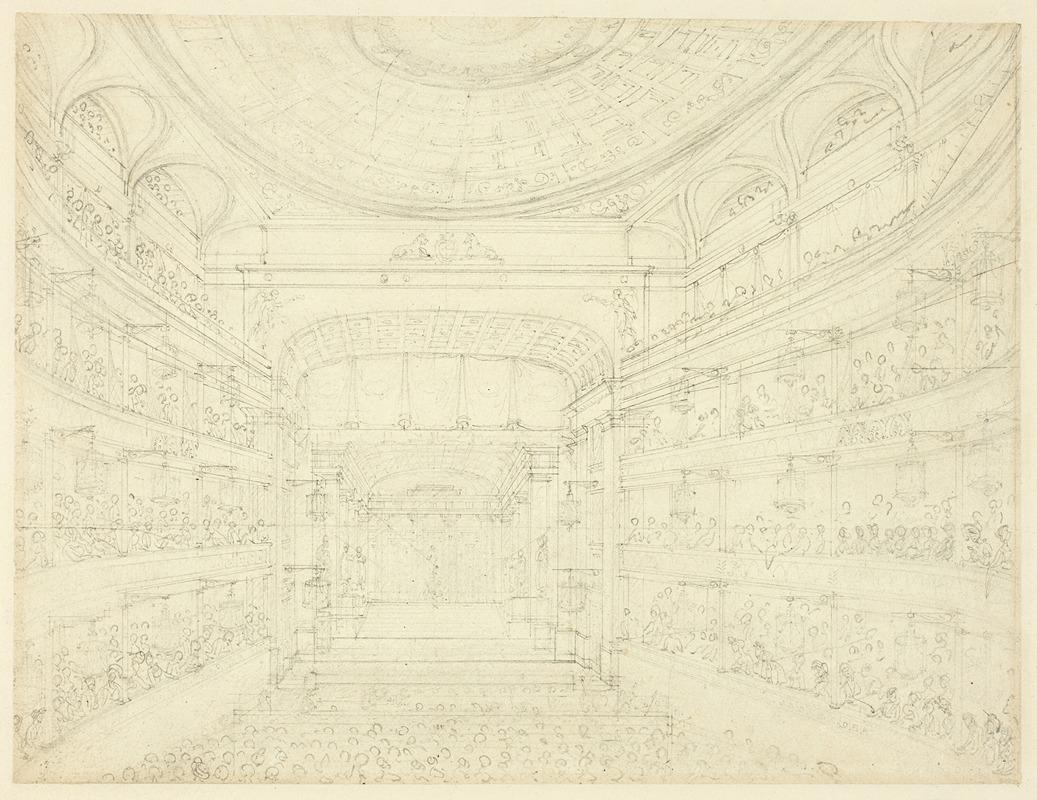 Augustus Charles Pugin - Study for New Covent Garden Theater, from Microcosm of London