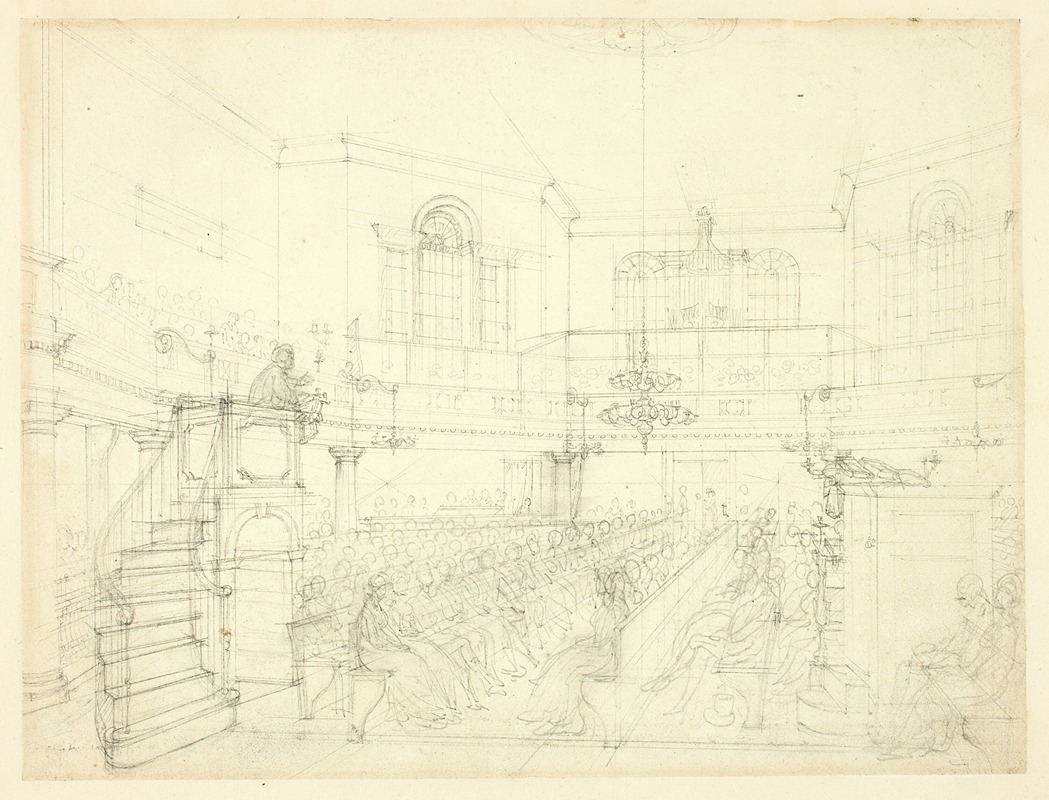 Augustus Charles Pugin - Study for The Magdalen Chapel, from Microcosm of London