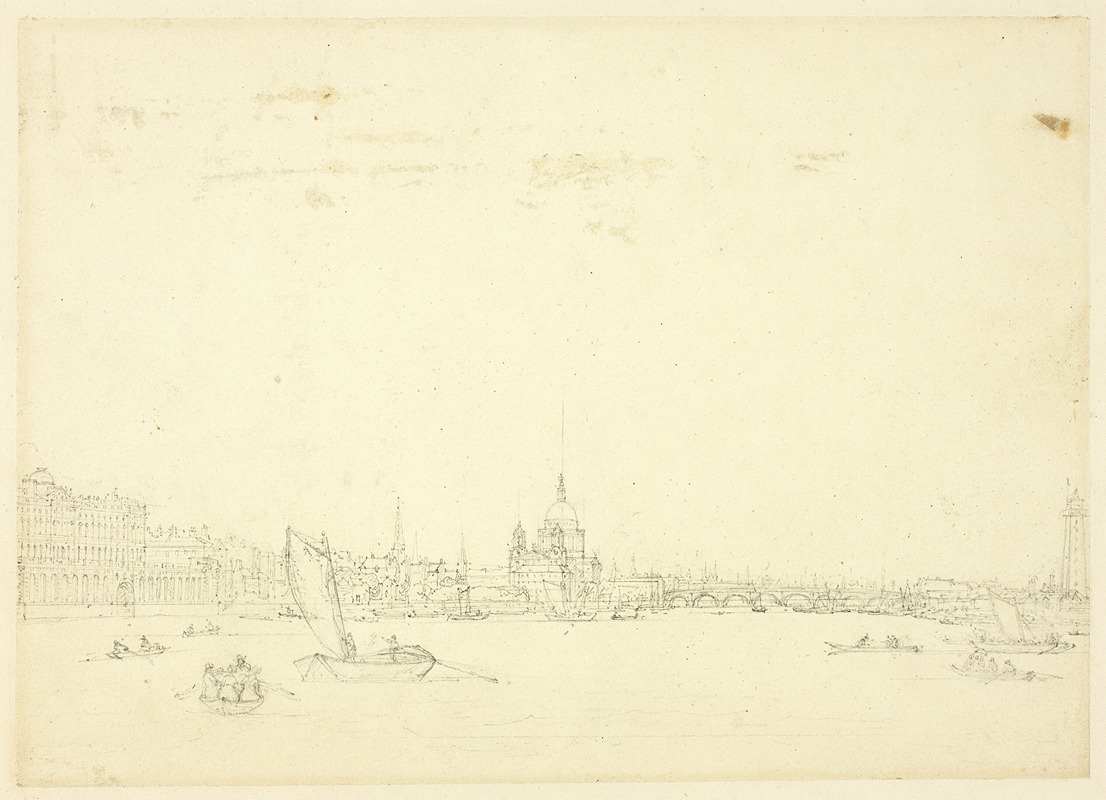Augustus Charles Pugin - Study for View of London from the Thames