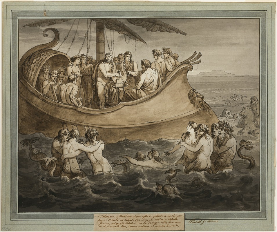 Bartolomeo Pinelli - Telemachus and Mentor in a Galley after Fleeing the Island of Calypso, from The Adventures of Telemachus, Book 8