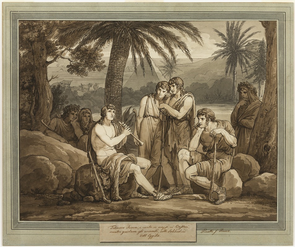 Bartolomeo Pinelli - Telemachus Plays and Sings to the Shepherds in Egypt, from The Adventures of Telemachus, Book 2