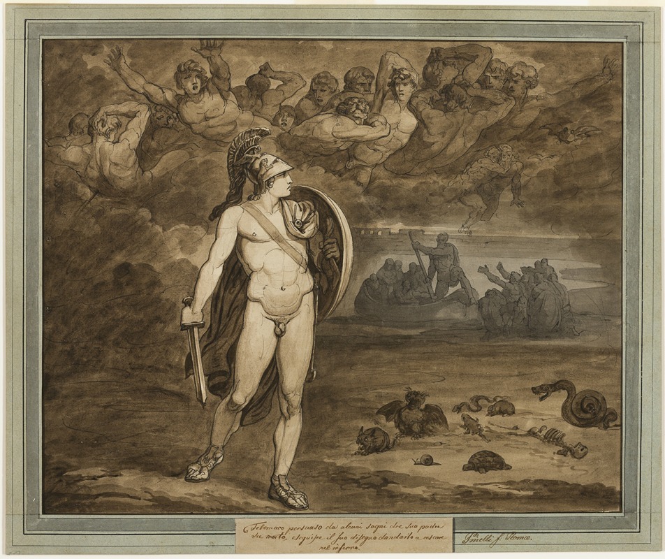 Bartolomeo Pinelli - Telemachus, Believing that His Father, Ulysses, Is Dead, Searches for Him in the Underworld, from The Adventures of Telemachus, Book 18