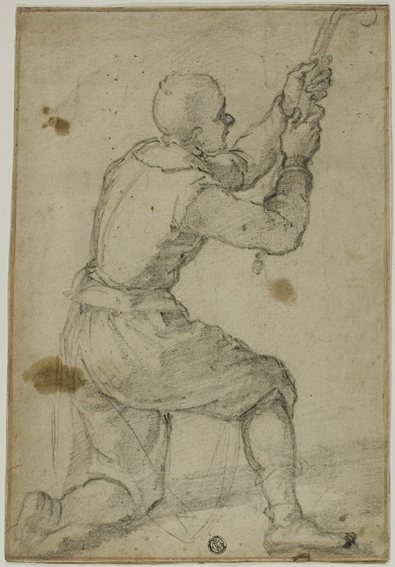 Bernardino Poccetti - Man on Bended Knee, Pulling on Rope