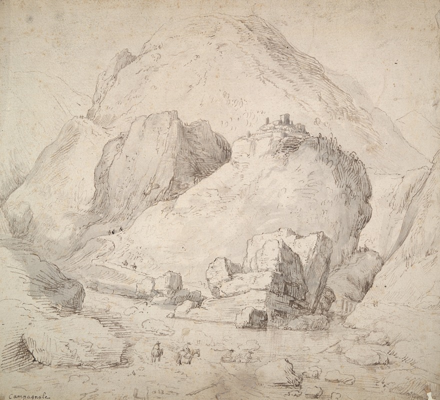 Bonaventura Peeters the Elder - Mountainous Landscape with Figure on Horseback in Foreground