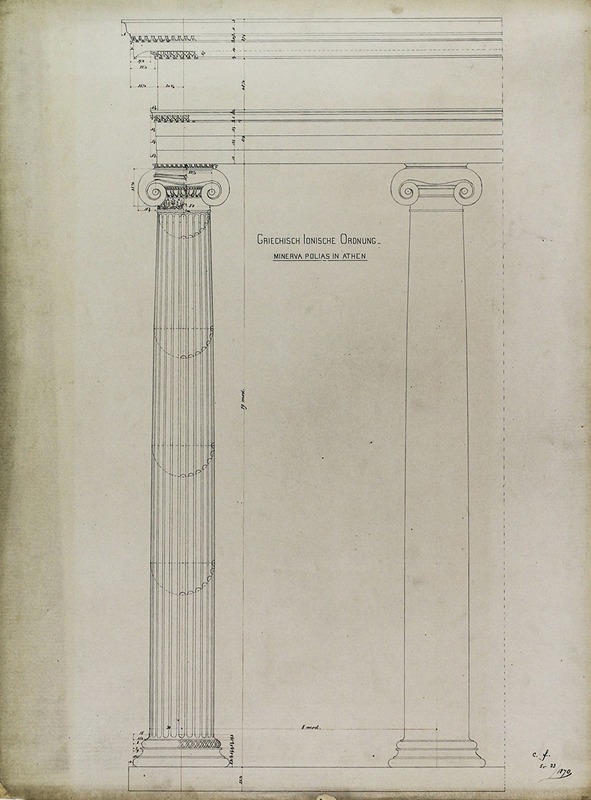 Carl (Charles) J. Furst - Orders of Architecture, Greek Ionic Order from the Temple of Minerva Polias, Athens, Greece, Elevation