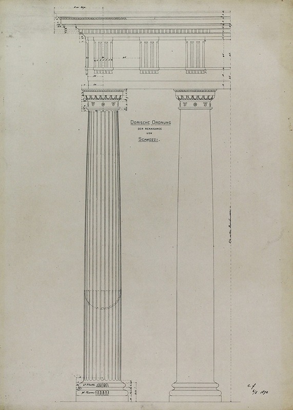 Carl (Charles) J. Furst - Orders of Architecture, Renaissance Doric Order from Vincenzo Scamozzi, Elevation