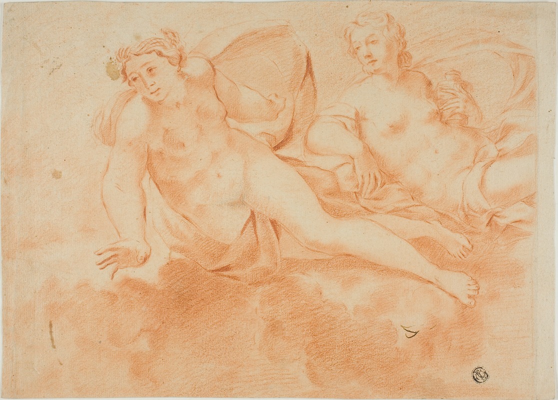 Carlo Cignani - Two Cloud-Borne Nude Female Figures