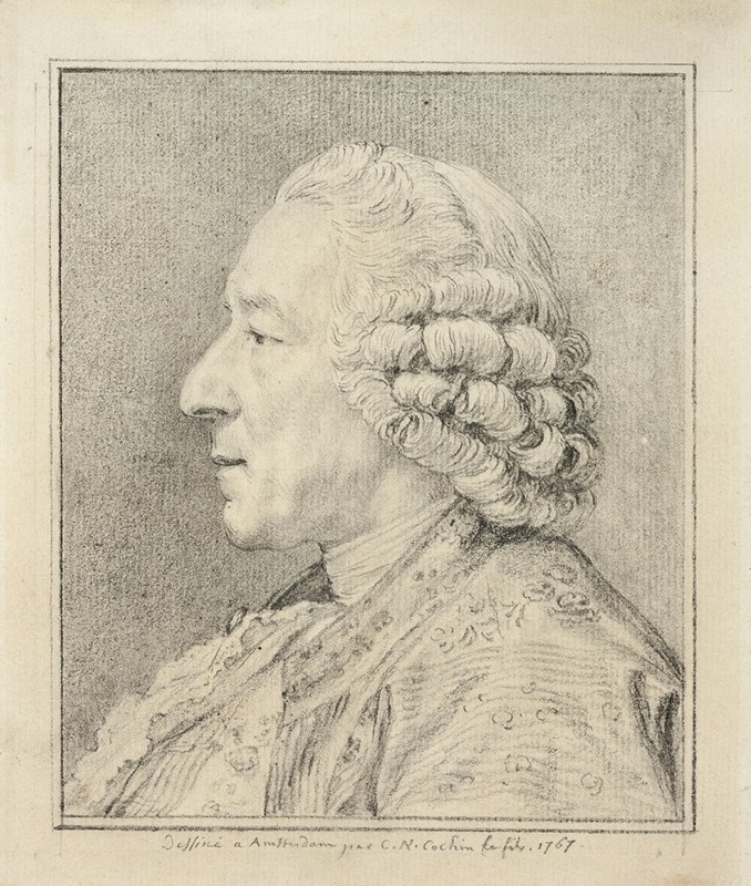 Charles Nicolas Cochin II - Bust of a Man in Profile to the Left