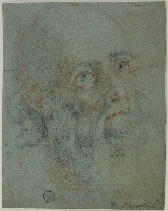 Cigoli (Ludovico Cardi) - Head of a Bearded Man, Looking Up to Right; Study for Saint Catherine of Alexandria Disputing with the Pagan Priests