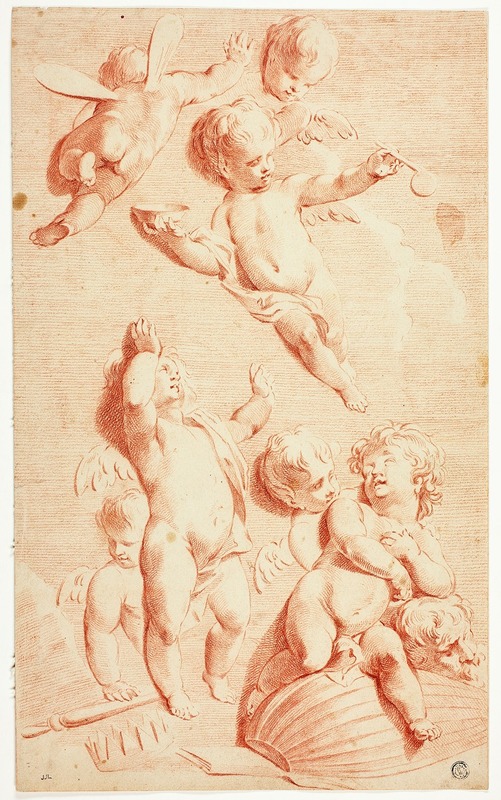 Circle of Adriaen van der Werff - Seven Putti at Play with Symbols of Vanity