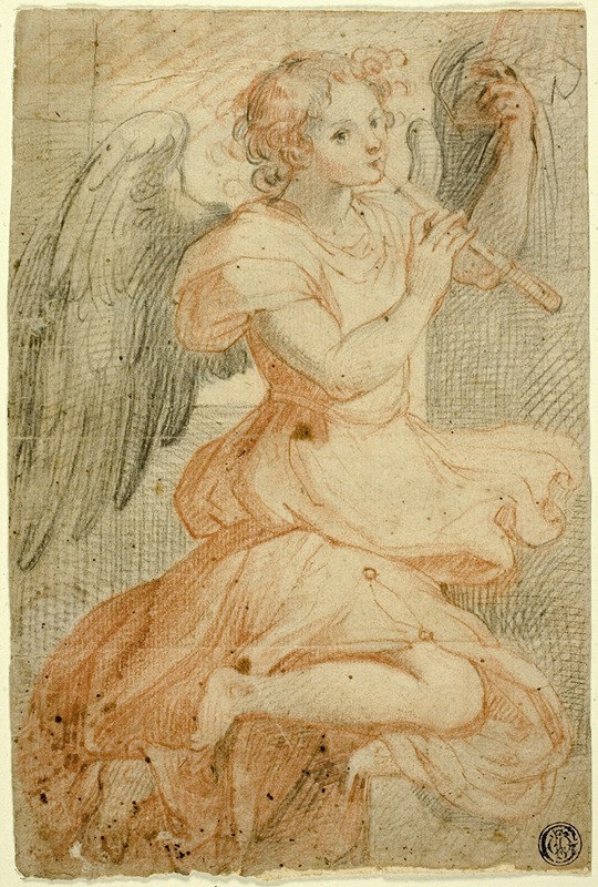 Circle of Giuseppe Cesari - Angel Playing a Flute