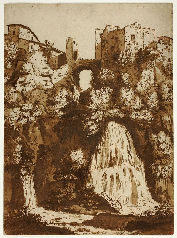 Cornelis Van Poelenburch - View of Tivoli with the Bridge Over the Anio Waterfall