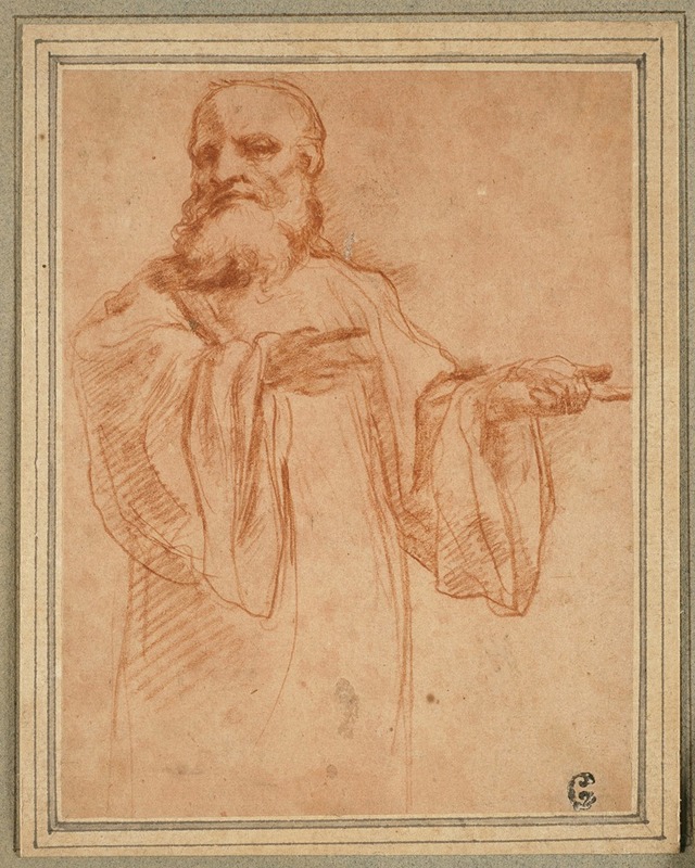 Correggio - St. Benedict Gesturing to the Left; Study for the Coronation of the Virgin