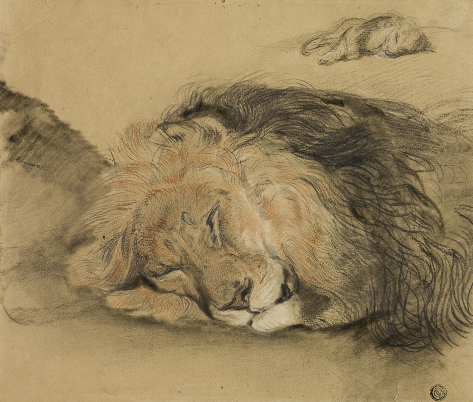 Edmé Saint-Marcel - Lion’s Head and Sketch of a Lion