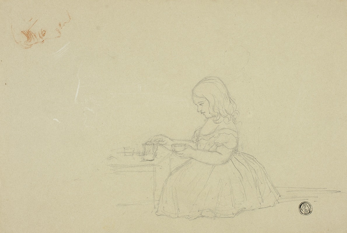 Elizabeth Murray - Prints and Drawings Young Girl Pouring Tea and Profile Sketch