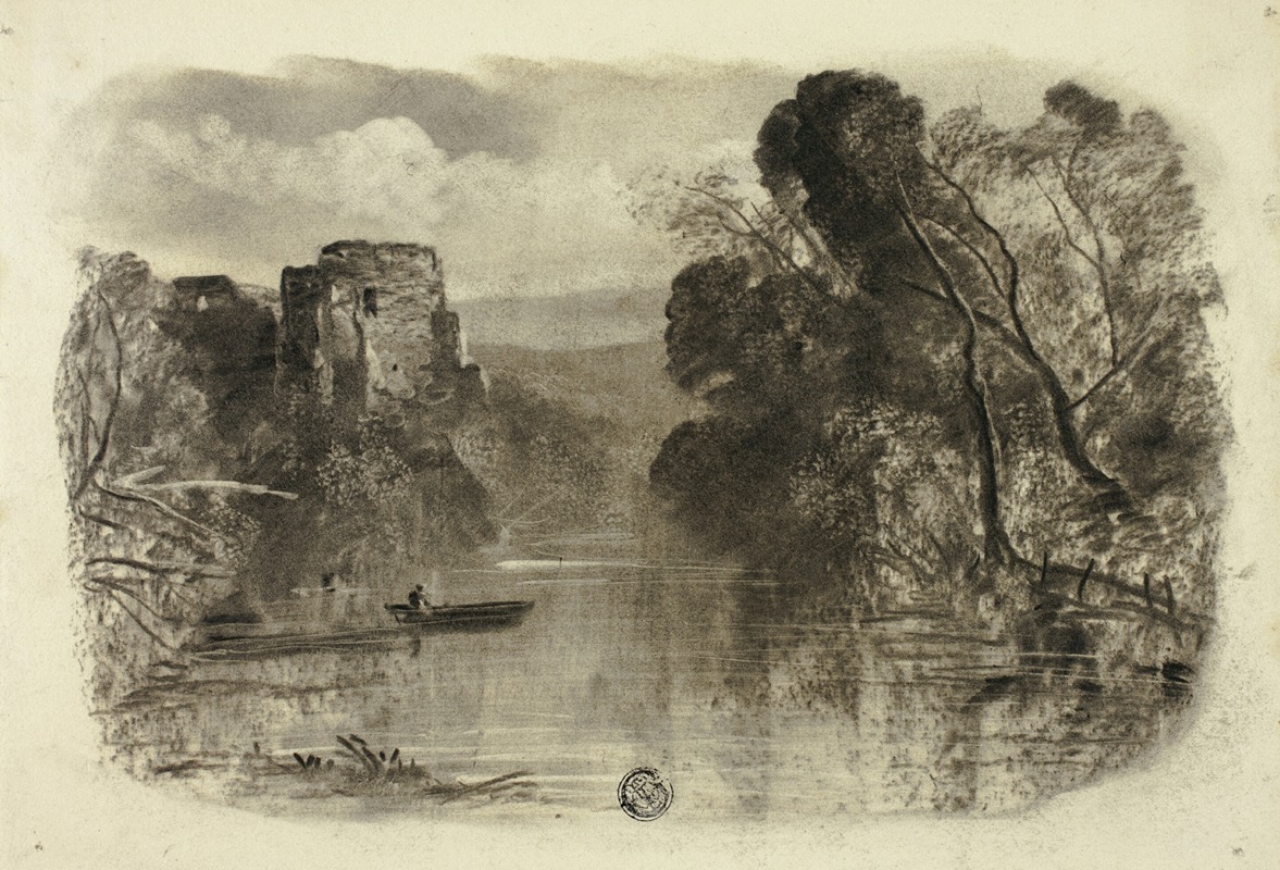 Elizabeth Murray - River with Castle Ruin and Boat I