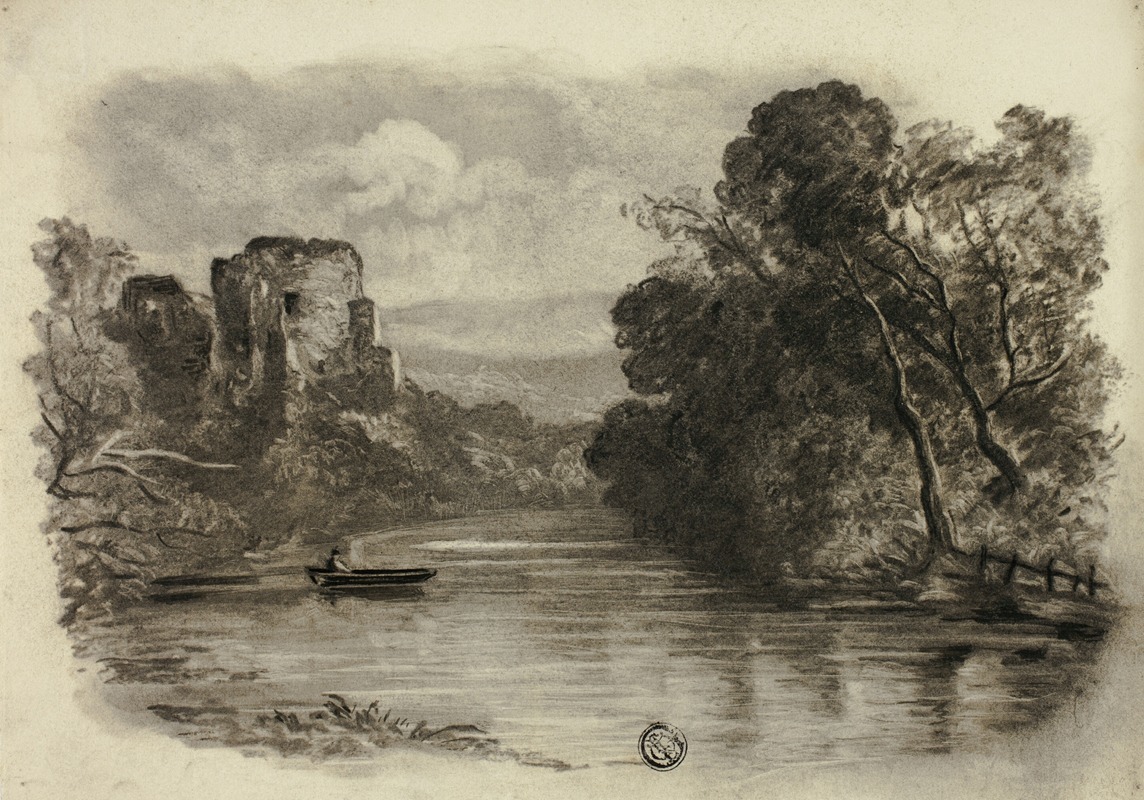 Elizabeth Murray - River with Castle Ruin and Boat II