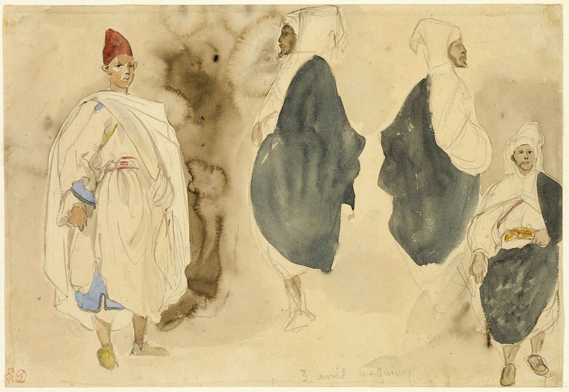 Eugène Delacroix - Four Sketches of Arab Men