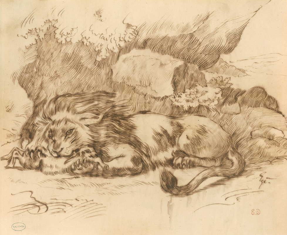 Eugène Delacroix - Lion Devouring a Rabbit