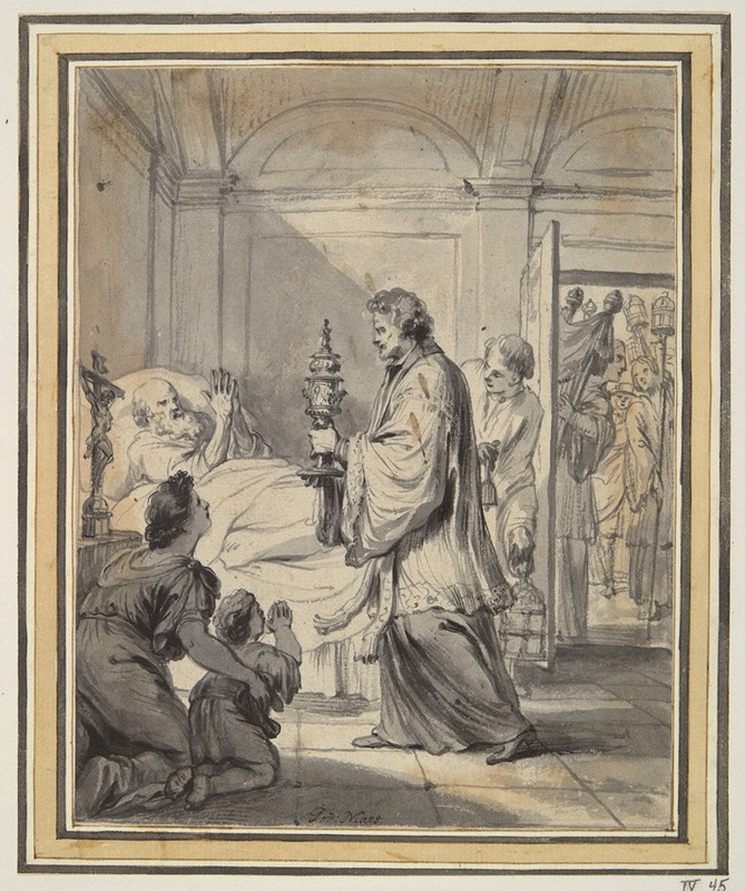 Godfried Maes - Man on his Deathbed with Priest and Others