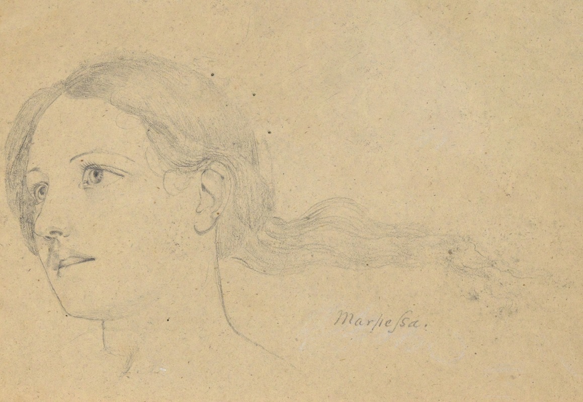Samuel Finley Breese Morse - Study for The Judgment of Jupiter (Marpessa, head, hair streaming behind her