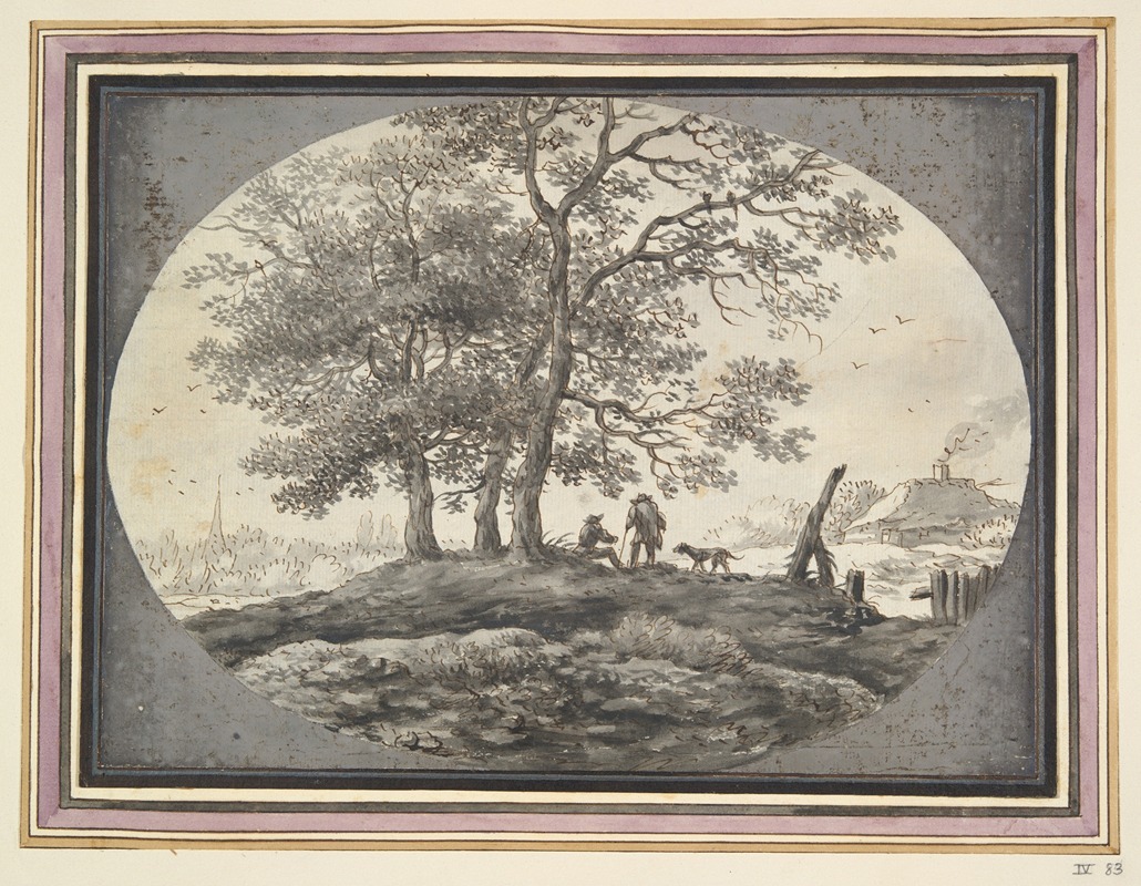 Aernout Ter Himpel - Landscape with Two Figures and a Dog