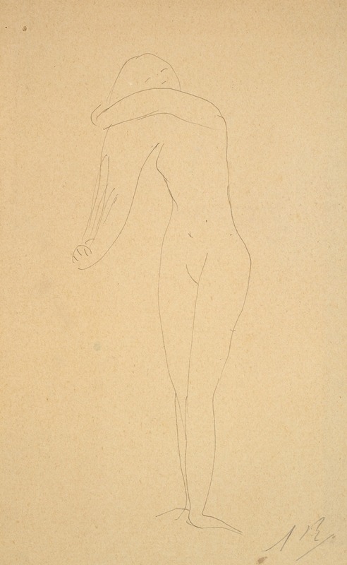Auguste Rodin - Study of nude (standing, combing her hair)