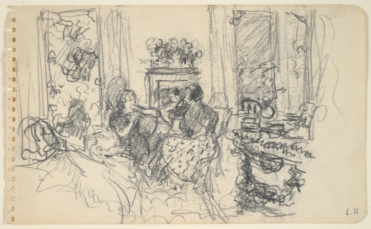 Édouard Vuillard - Women Conversing in a Salon with Open Windows and a Fireplace