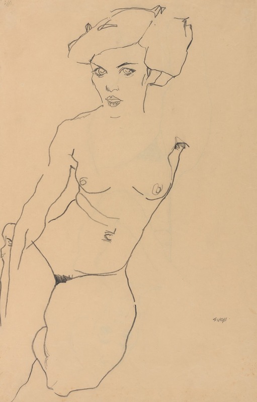 Egon Schiele - Kneeling Female Nude