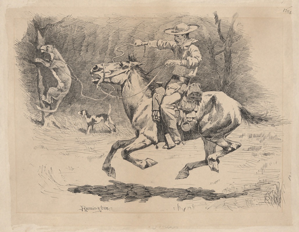 Frederic Remington - Spurring His Horse in Pursuit