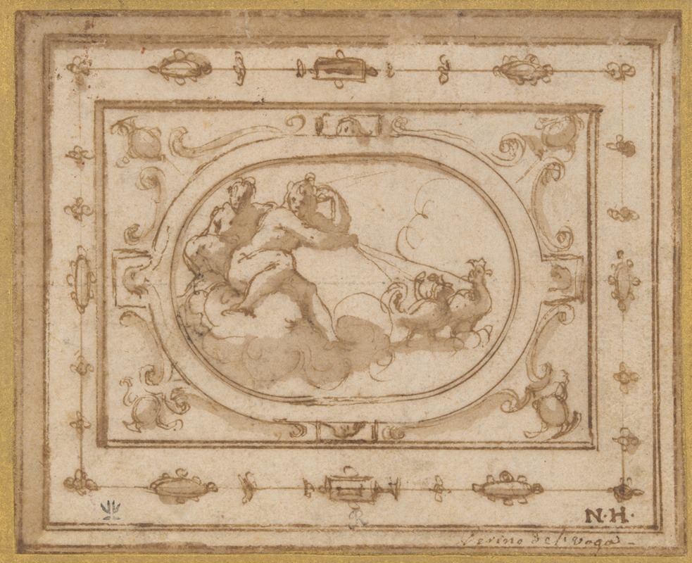 Giorgio Vasari - Aurora and Tithonius, study for a stage decoration for a performance of Aretino’s La Talenta