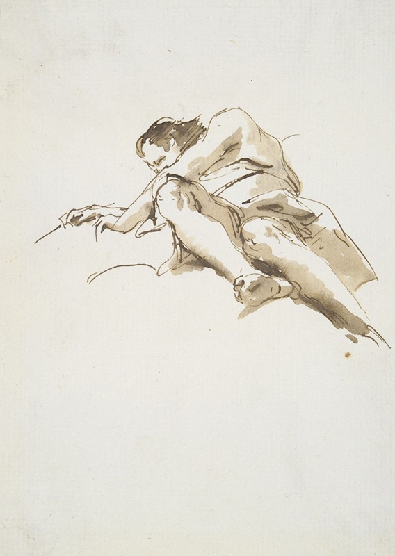 Giovanni Battista Tiepolo - Reclining male figure seen from below
