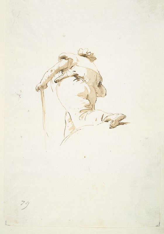 Giovanni Battista Tiepolo - Walking male figure seen obliquely from below