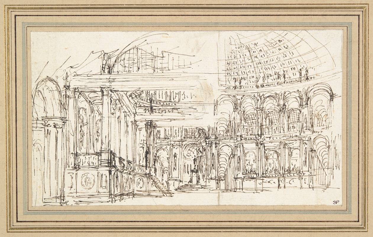 Giuseppe Valeriani - Study of a Stage Design for the Hall of a Palace