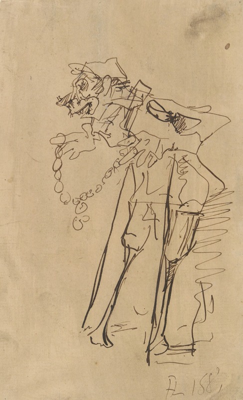 Henri de Toulouse-Lautrec - Caricature of a soldier holding a decoration