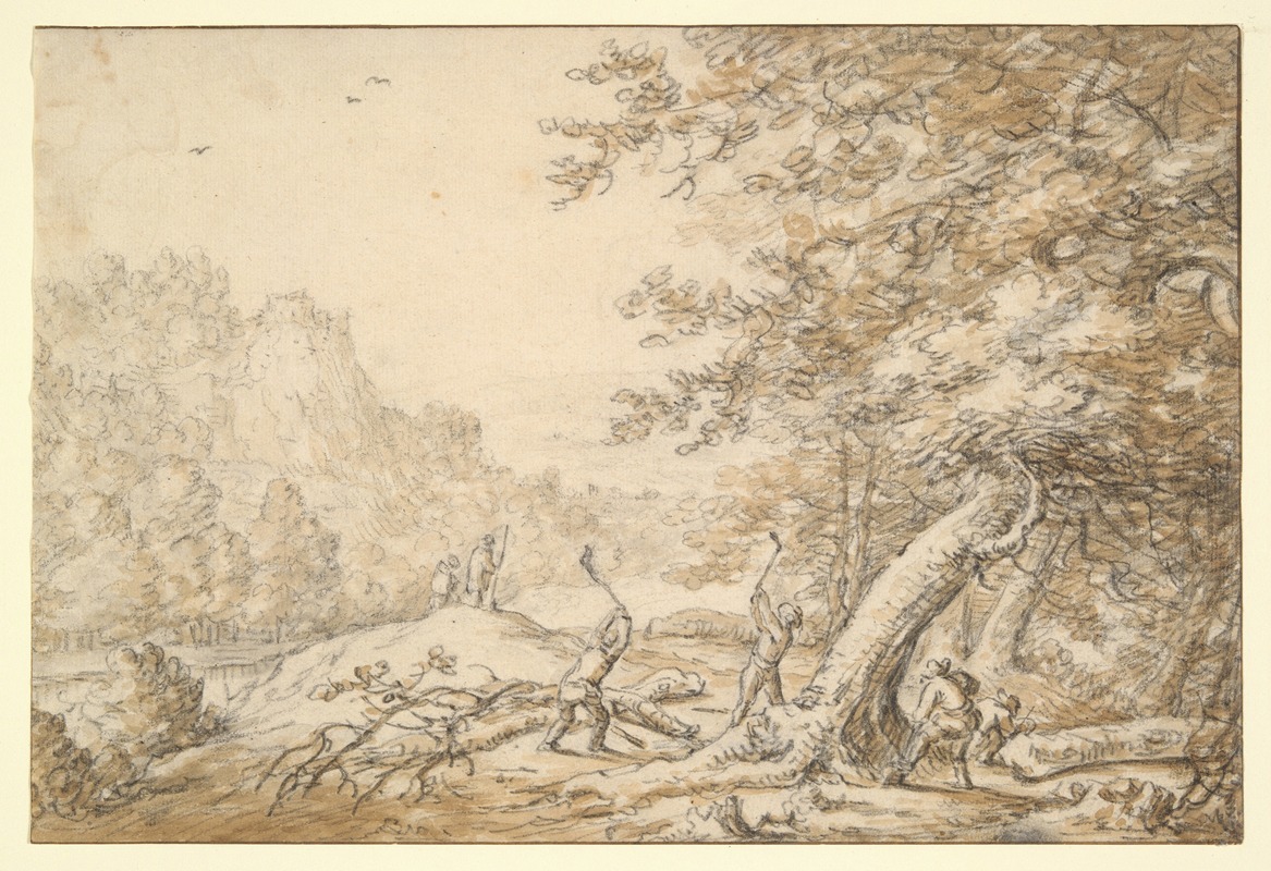 Herman Saftleven - Landscape with Woodcutters
