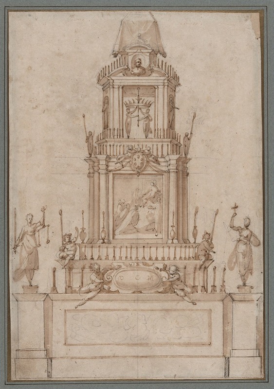 Jacopo Zucchi - Design for a Catafalque for Cosimo I de’ Medici